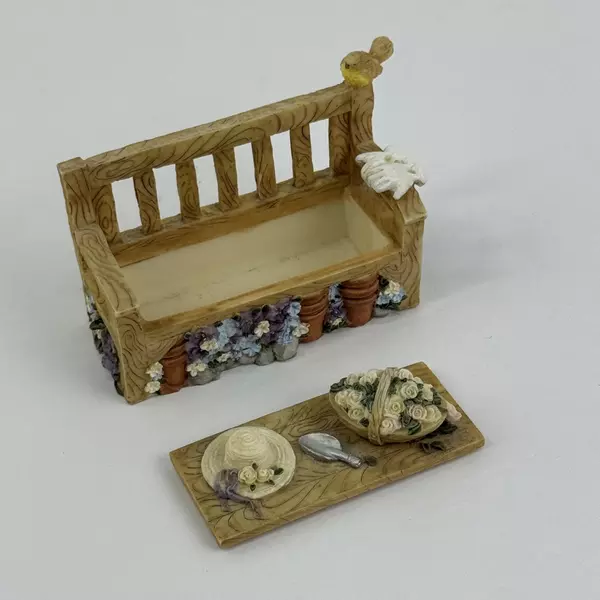 1995 Dezine Hand Painted Garden Bench Trinket Box 