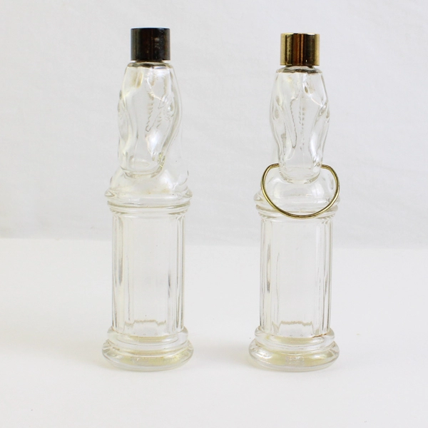 Lot Of 2 Vtg Avon Pony Post Miniature Decanter Spicy After Shave (Empty Bottle)