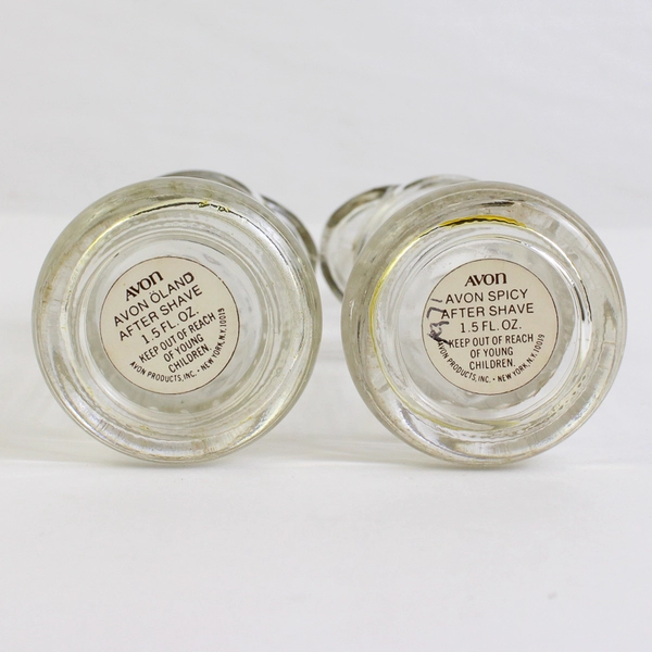 Lot Of 2 Vtg Avon Pony Post Miniature Decanter Spicy After Shave (Empty Bottle)