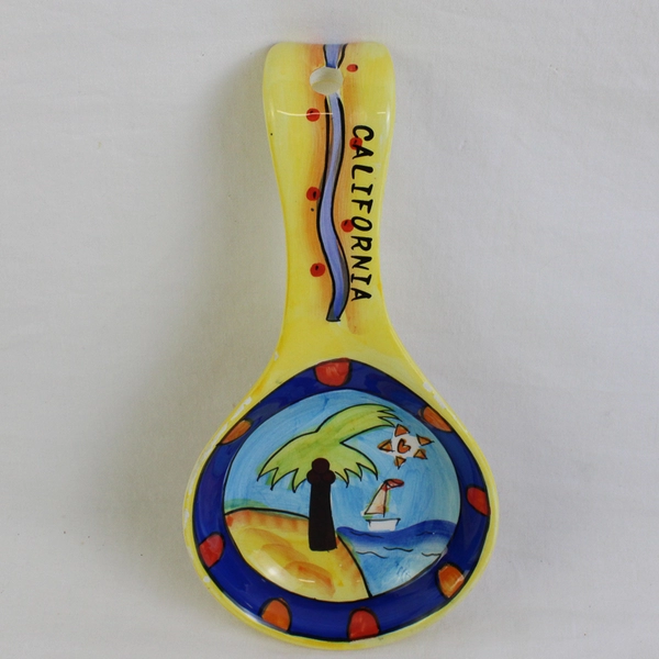 Ceramic California Beach Design 8" Spoon Rest