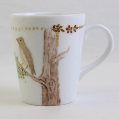 Handmade Ceramic Mug with Bird and Foliage Details