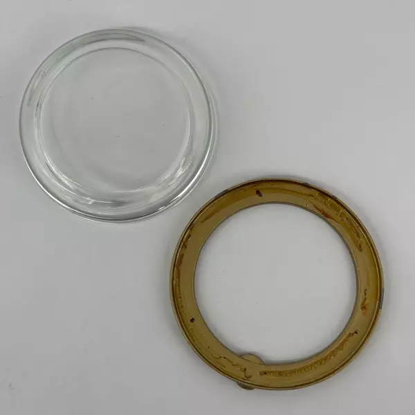 Vintage Glass Ashtray with Floral Pattern Metal Ring Rim