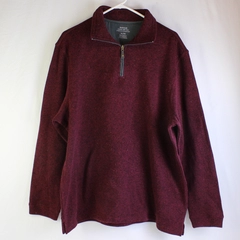 Haggar Cool 18 Pro Men's XL Wine Collared Zip Sweater