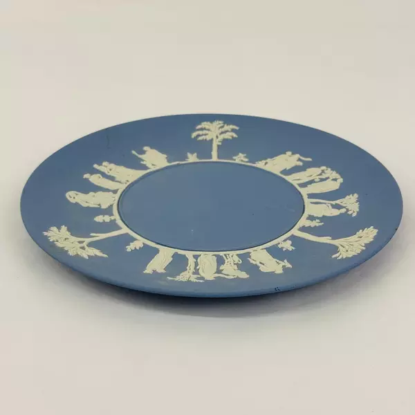 VTG Wedgwood Blue Jasperware 9.5 Inch Cake Plate Neoclassical Made In England