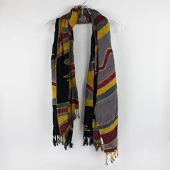 Women's Multicolor Batik Scarf Shawl with Fringe 46" x 62"