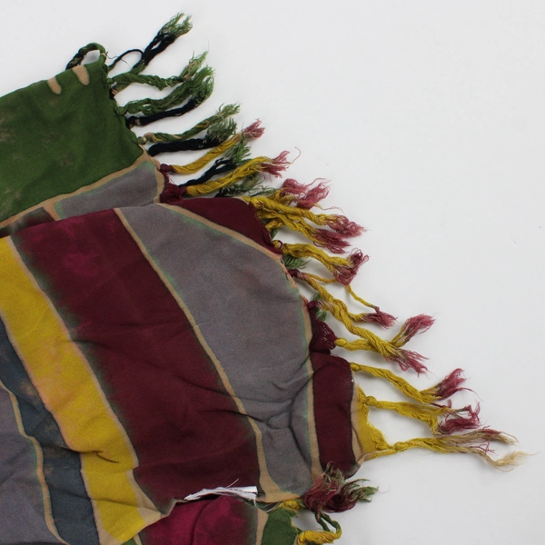 Women's Multicolor Batik Scarf Shawl with Fringe 46" x 62"