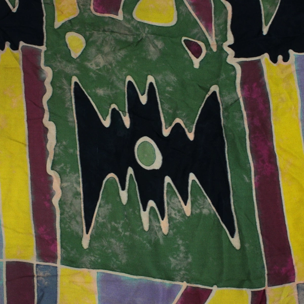 Women's Multicolor Batik Scarf Shawl with Fringe 46" x 62"