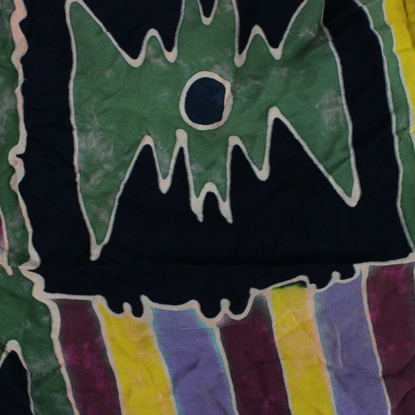 Women's Multicolor Batik Scarf Shawl with Fringe 46" x 62"