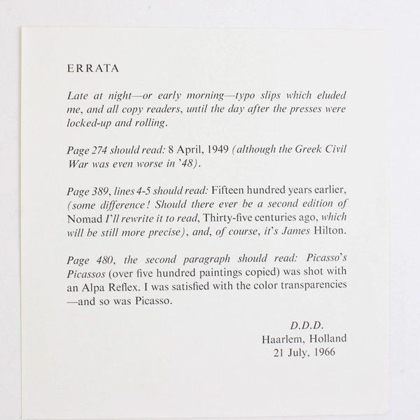 Yankee Nomad A Photographic Odyssey by David Douglas Duncan 1966 HC DJ 1st Ed