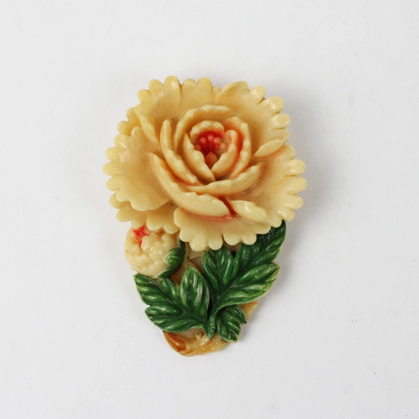 Set of 2 Matching Vintage Celluloid Rose Dress Clips 2"