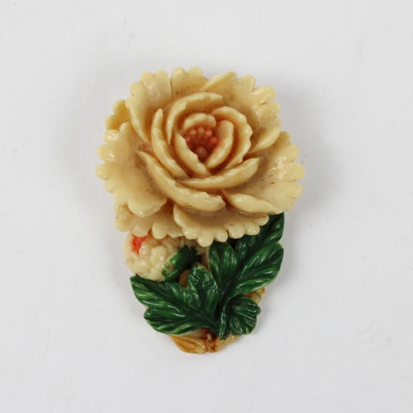 Set of 2 Matching Vintage Celluloid Rose Dress Clips 2"