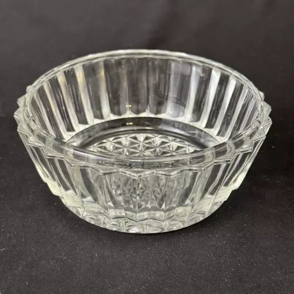 Vintage Cut Glass Powder Jar No Lid Rib And Diamond Pattern