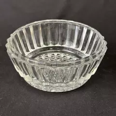Vintage Cut Glass Powder Jar No Lid Rib And Diamond Pattern