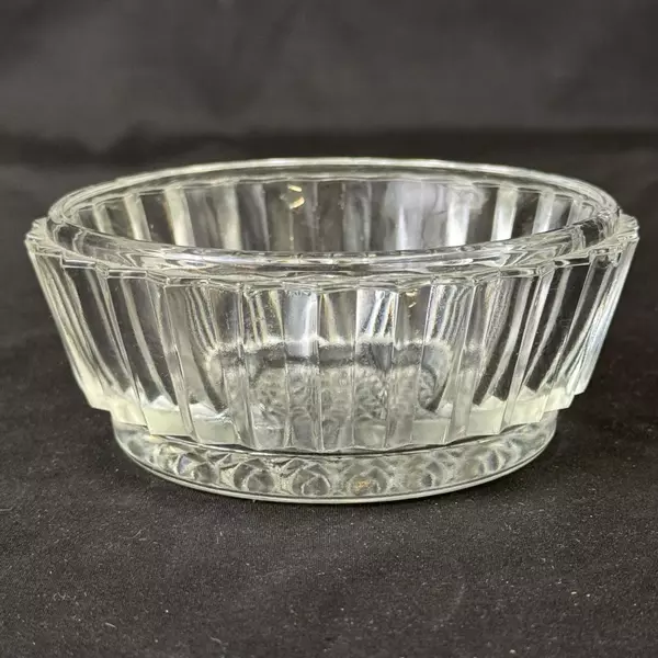 Vintage Cut Glass Powder Jar No Lid Rib And Diamond Pattern