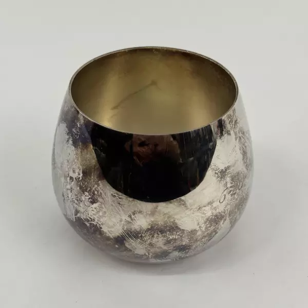 Vintage Oneida Silver Plate Stemless Roly Poly Style Wine Cup Glass Monogrammed