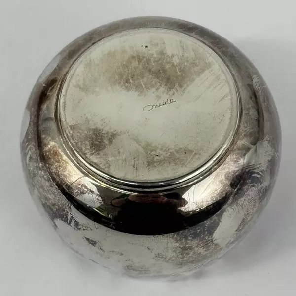 Vintage Oneida Silver Plate Stemless Roly Poly Style Wine Cup Glass Monogrammed