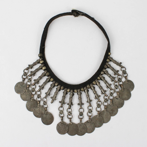 Vintage Afghan Kuchi Coin Choker Necklace 15" FLAWED