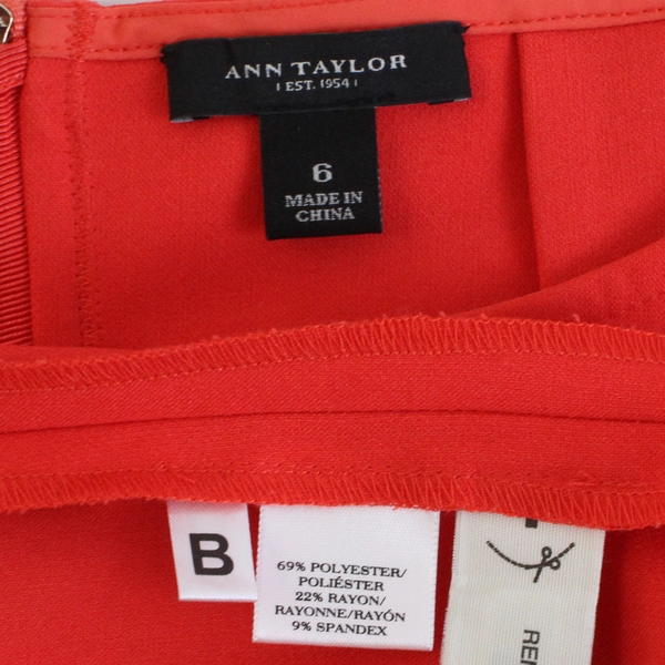 Ann Taylor Women's 6 Red Mid-Length Dress with Short Sleeves