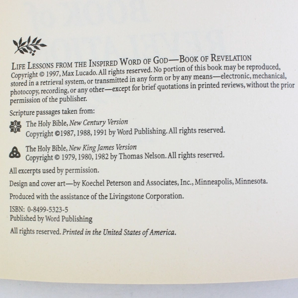Lot of 6 Life Lessons by Max Lucado Book of Revelation Bible Study Series 1997 
