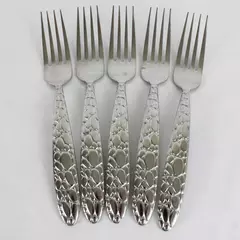 Lot of 5 Fortunoff Stainless Steel 18/8 Pebbled Dinner Fork