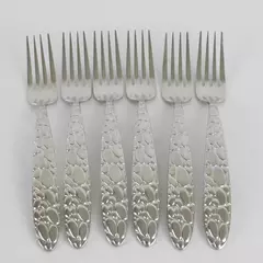 Lot of 6 Fortunoff Stainless Steel 18/8 Pebbled Salad Fork