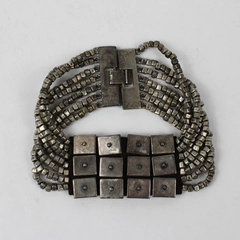 Vintage Art-Deco Style Silver Tone Multi-Strand Bracelet 8"