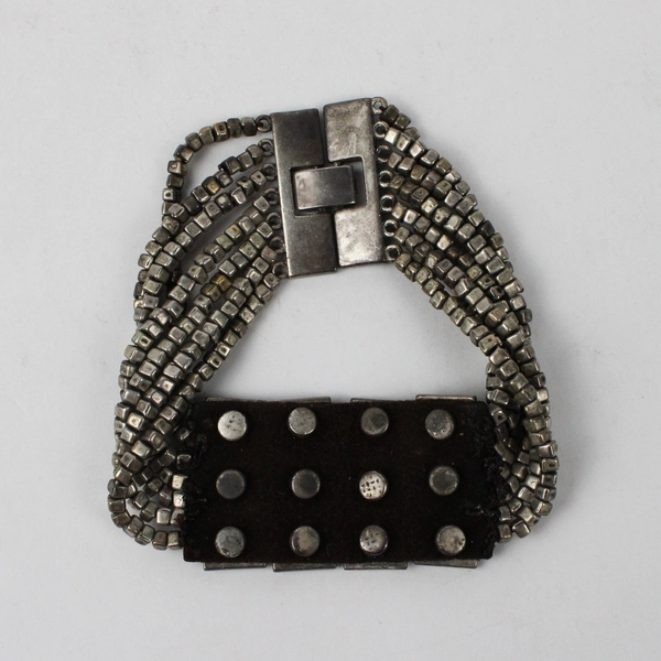 Vintage Art-Deco Style Silver Tone Multi-Strand Bracelet 8"