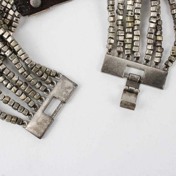 Vintage Art-Deco Style Silver Tone Multi-Strand Bracelet 8"