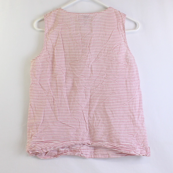 LOFT Women's Pink Striped Shirt with Lace Detailing Size S