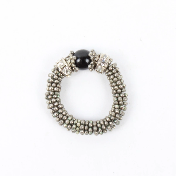 Cindy David Bali Silver Stretch Ring Black Stone