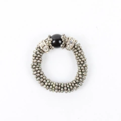 Cindy David Bali Silver Stretch Ring Black Stone