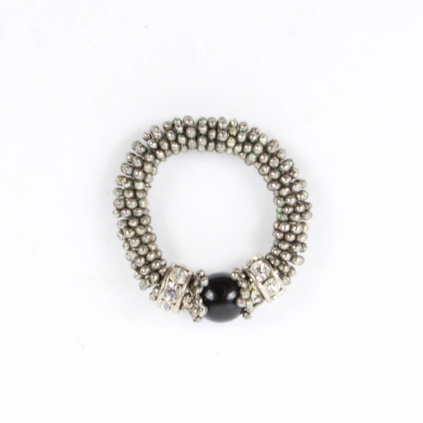 Cindy David Bali Silver Stretch Ring Black Stone
