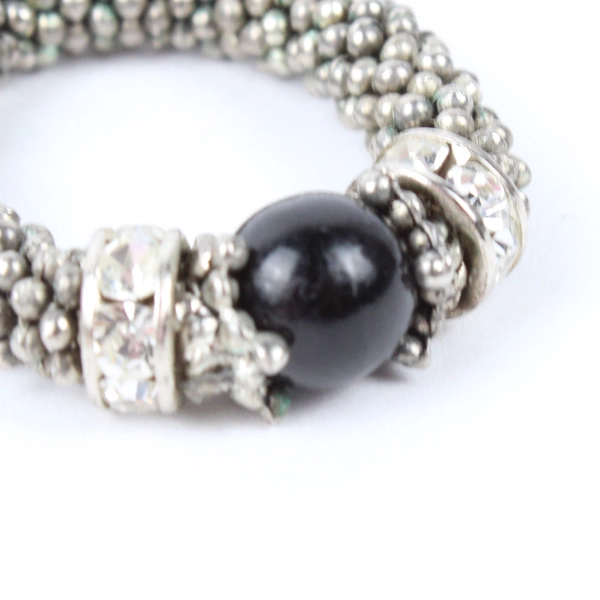 Cindy David Bali Silver Stretch Ring Black Stone