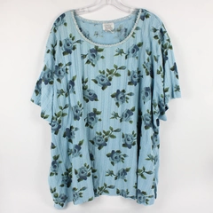 Only Necessities Women's 5X Blue Floral Shirt 