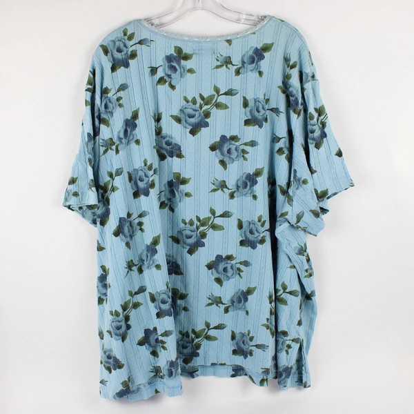 Only Necessities Women's 5X Blue Floral Shirt 