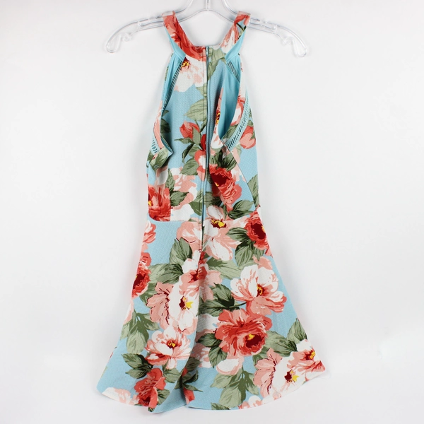 Crystal Doll Junior's Size 1 Floral Halter Neck Dress with Zippered Back