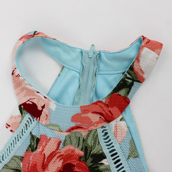 Crystal Doll Junior's Size 1 Floral Halter Neck Dress with Zippered Back