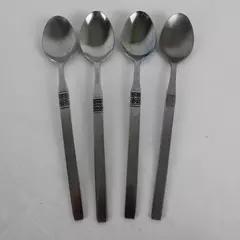 Lot of 4 Oneida Northland Iced Tea Spoons Danish Fling Pattern Stainless 7 1/2"