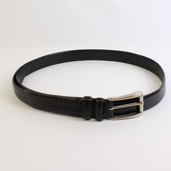 Bill Lavin Black Leather Belt Men's Size 40 Silver-Tone Buckle