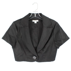 Dress Barn Solid Black Short-Sleeve Bolero Women's Medium