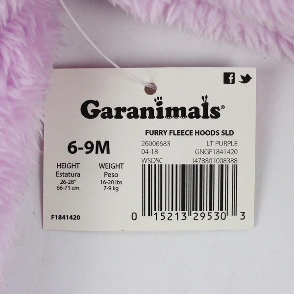 Garanimals Toddler 6-9M Purple Furry Fleece Jacket 