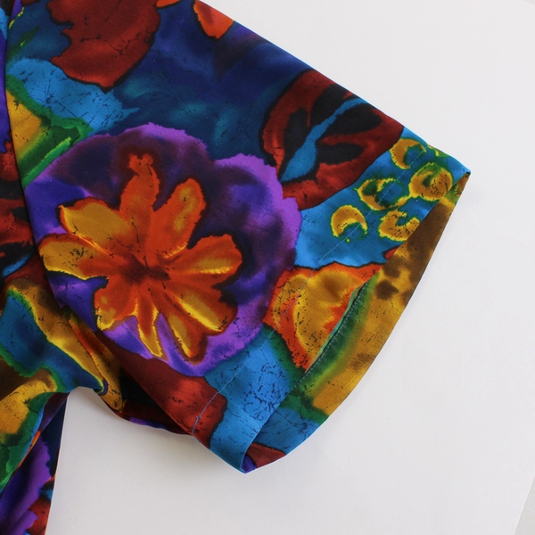 Notations Multicolor Abstract Floral Print Short-Sleeve Blouse Women's Size 24W