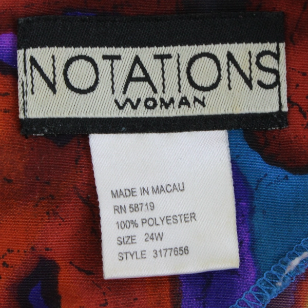 Notations Multicolor Abstract Floral Print Short-Sleeve Blouse Women's Size 24W