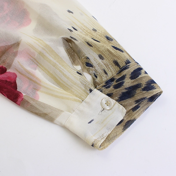 Vintage Venezia Vitale Rose and Cheeta Print Sheer Button-Up Women's Size 26W