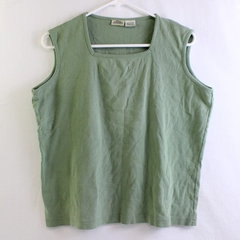 Great Northwest Sage Green Square Cotton Neck Tank Top Women's Large