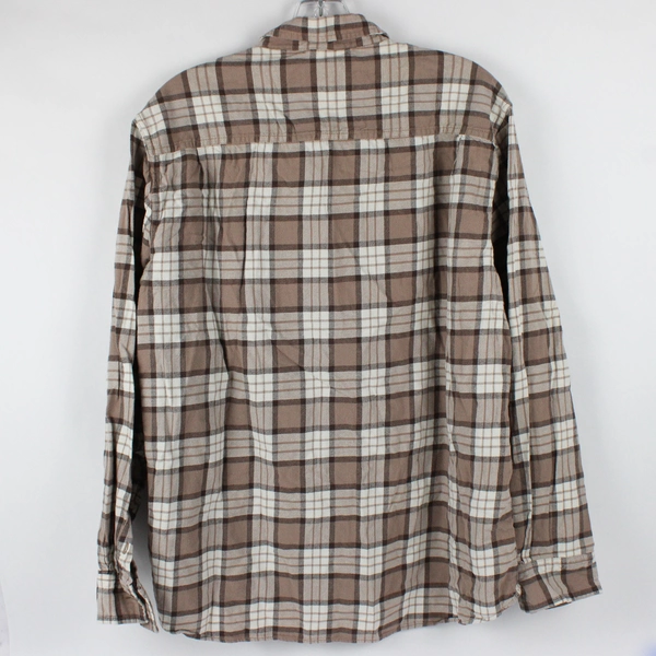 Weatherproof Vintage Brown White Plaid Button-Down Flannel Shirt Men's Size XL