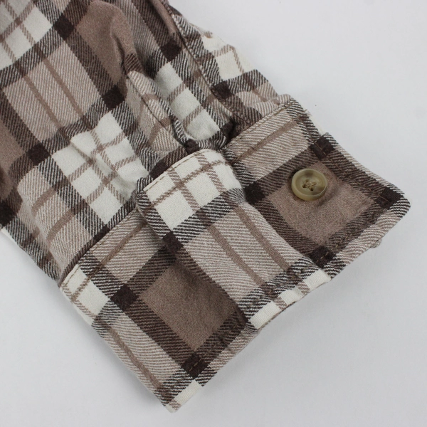 Weatherproof Vintage Brown White Plaid Button-Down Flannel Shirt Men's Size XL