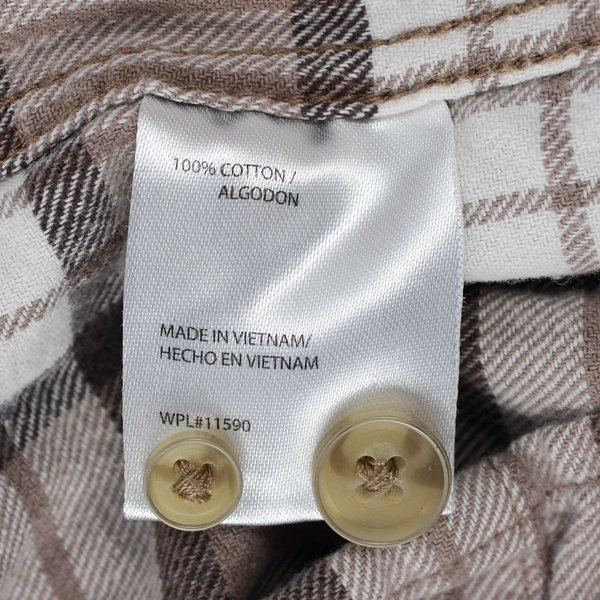 Weatherproof Vintage Brown White Plaid Button-Down Flannel Shirt Men's Size XL