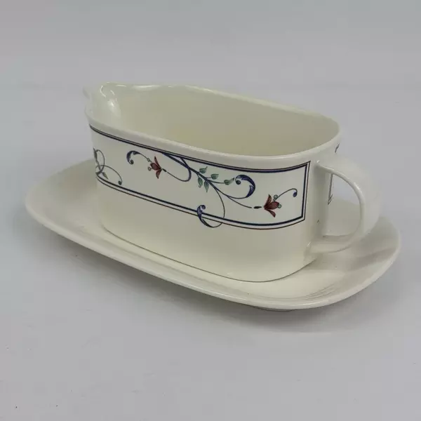 Mikasa Intaglio Annette Gravy Boat White with Red Flowers CAC20