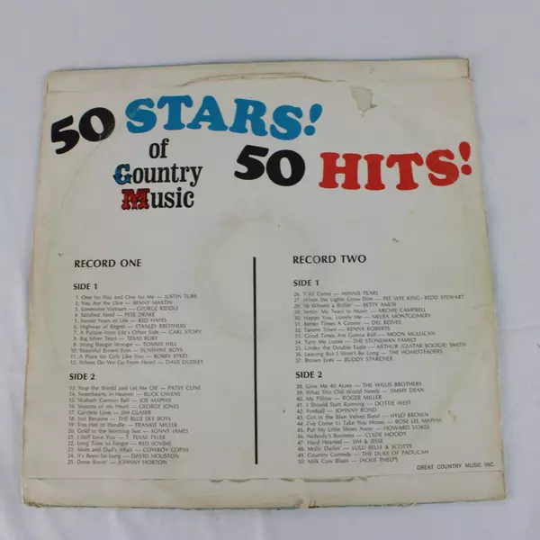 50 Stars! 50 Hits! Of Country Music 1966 Mono 2x 12" LP Vinyl Record CMS